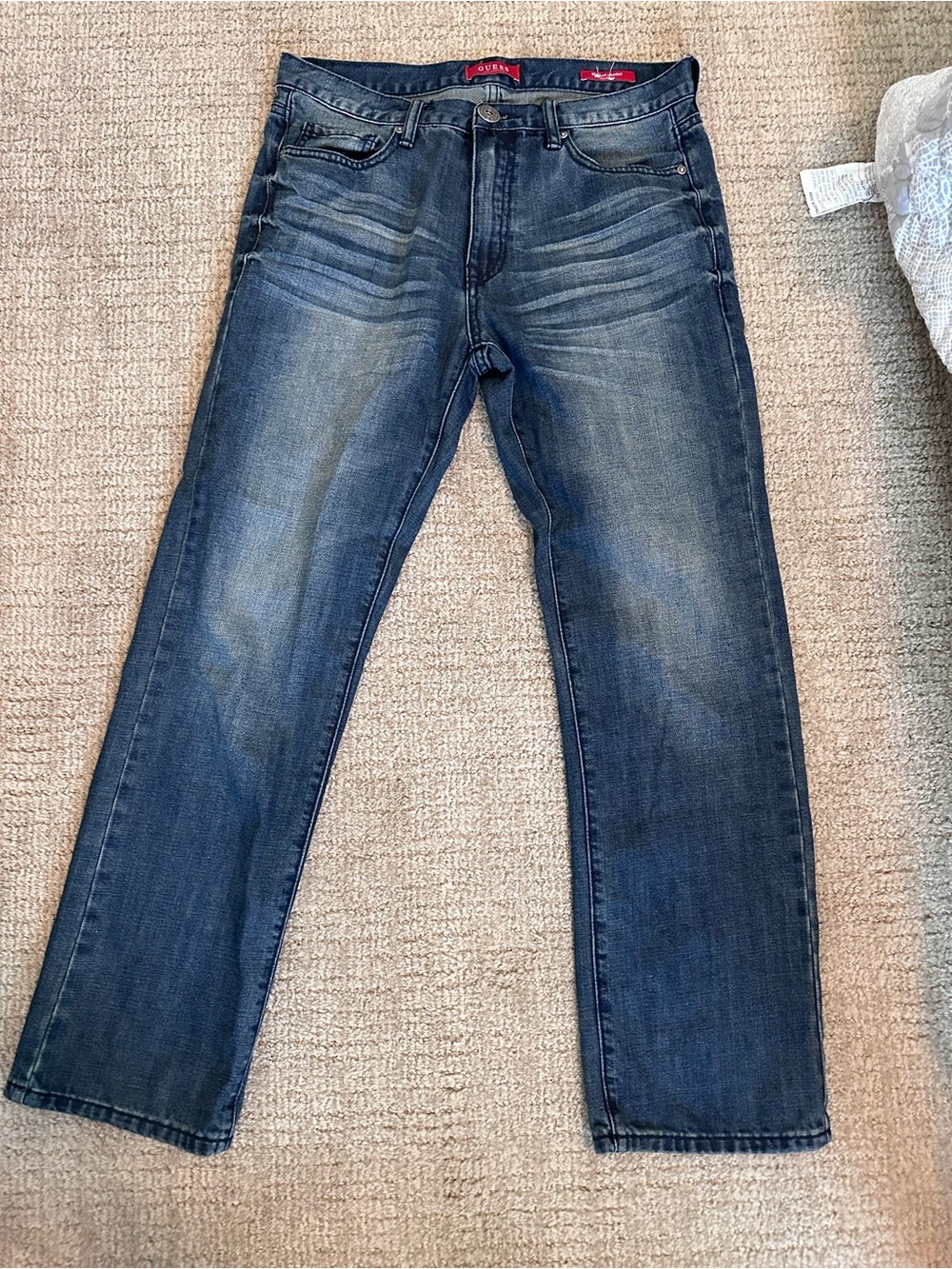 Guess Men's Blue Straight Leg Jeans